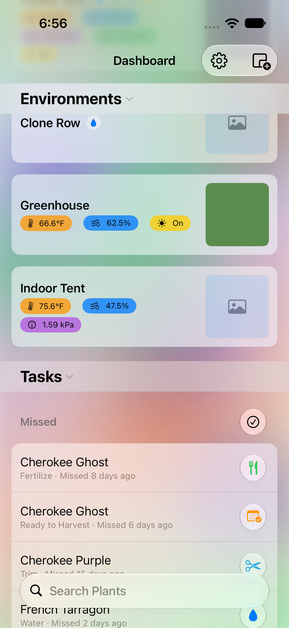 Dashboard's Environments section shown as a row list instead of cards